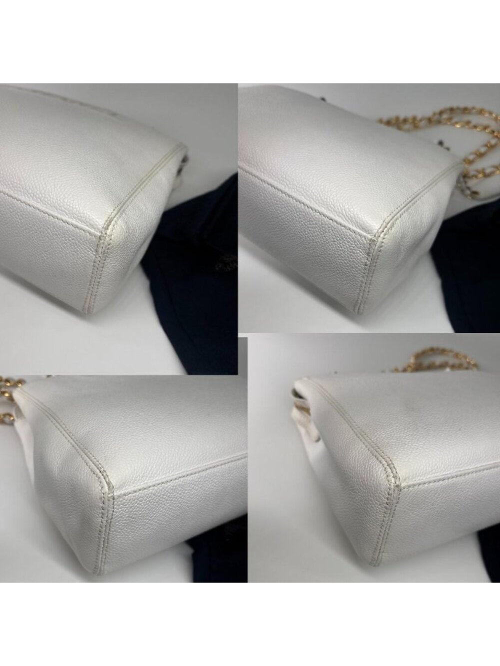 Chanel Logo Caviar Leather Chain Shoulder Bag Gold - Picture 8 of 13